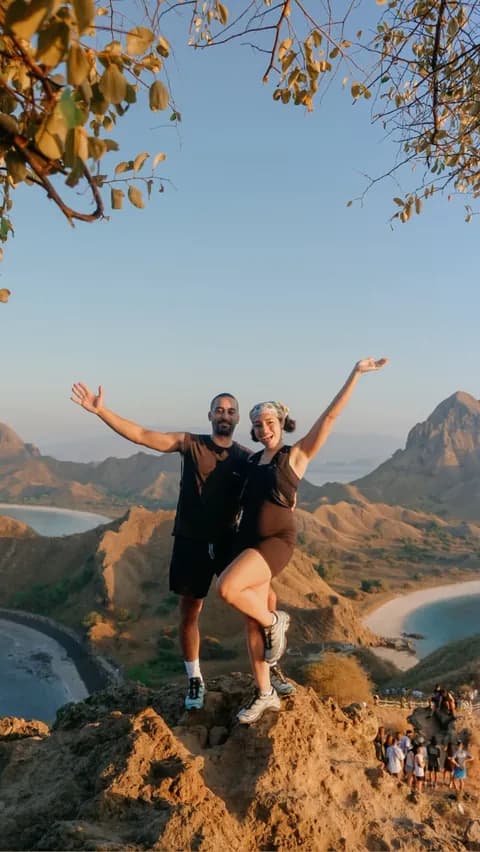 Couple celebrating at the Padar Island viewpoint