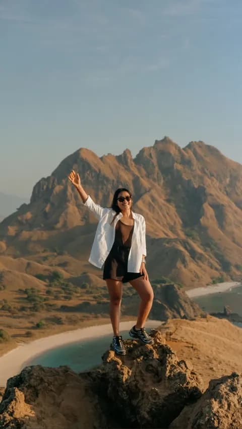 Padar Island's iconic three-bay viewpoint