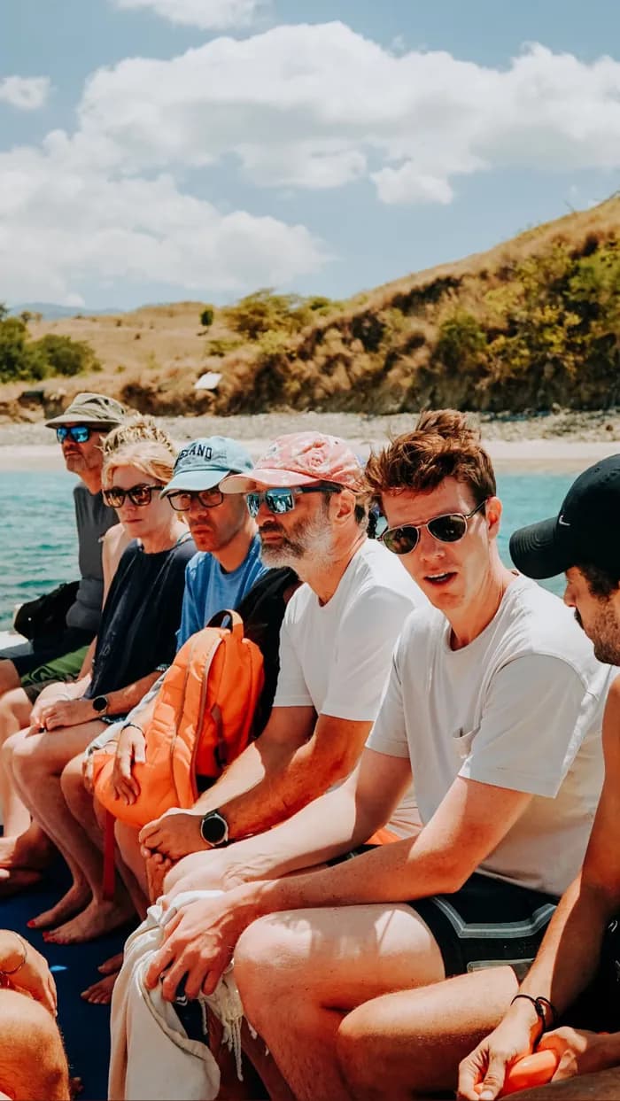 Guests on a boat trip near a Komodo beach