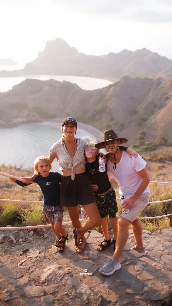 Family vacation photo at the Padar Island viewpoint