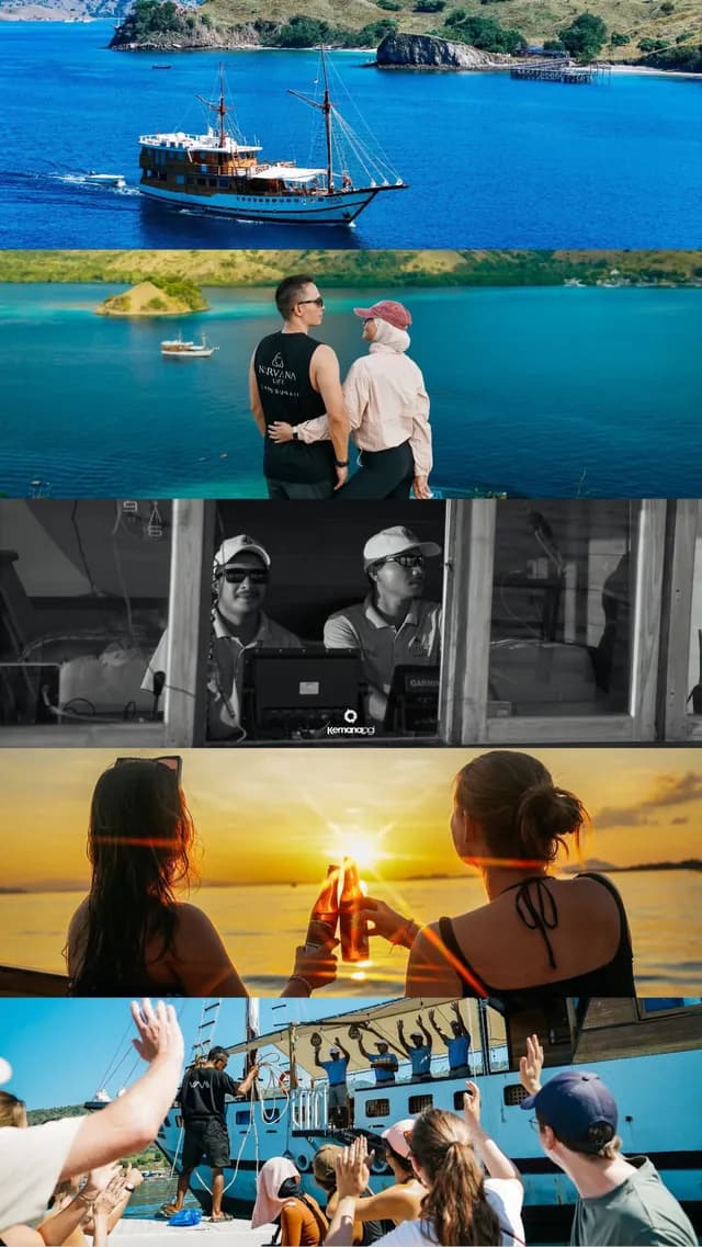 Phinisi cruise moments: sailing, sunset toast and crew farewell