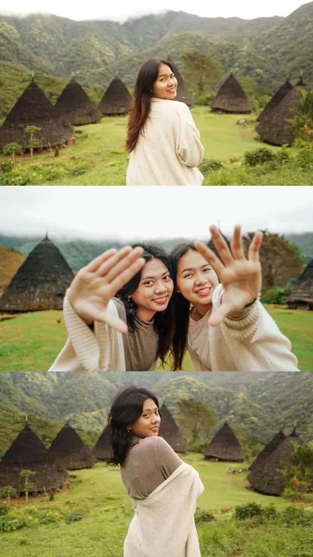 Friends visiting Wae Rebo traditional village